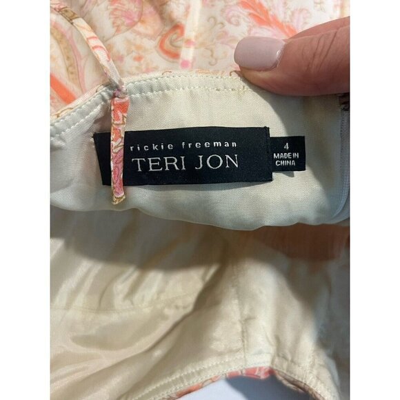 Teri Jon Rickie Freeman Floral Baby Doll Lace Corset Dress Sz 4 Neutral Capsule - Picture 3 of 7